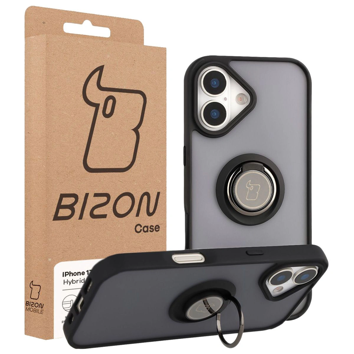 Front of the Bizon Case box with a dedicated label for Apple iPhone 17
