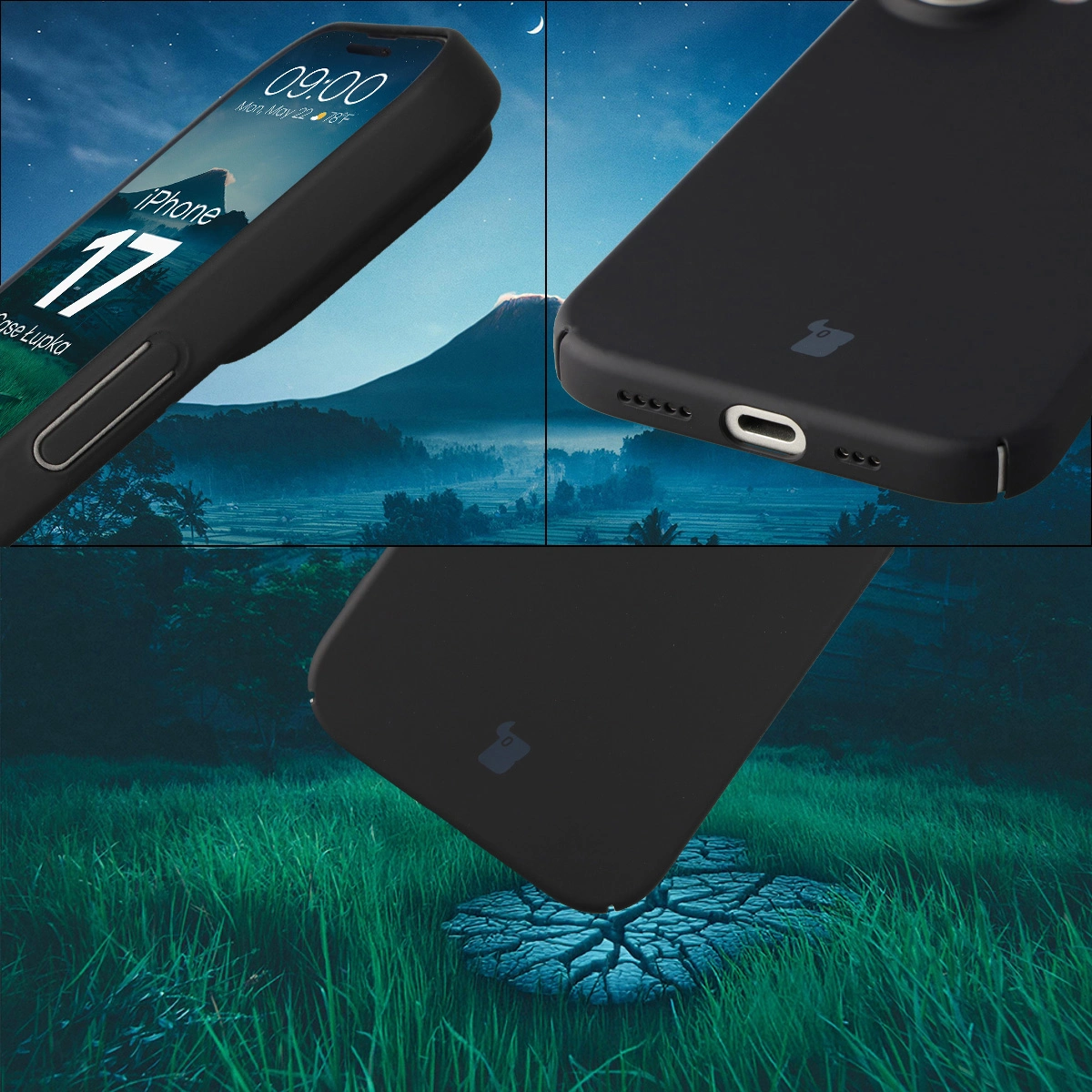 Protecții integrate pentru butoane, decupaje și material dur al etui-ului Bizon Case Łupka pentru Apple iPhone 17