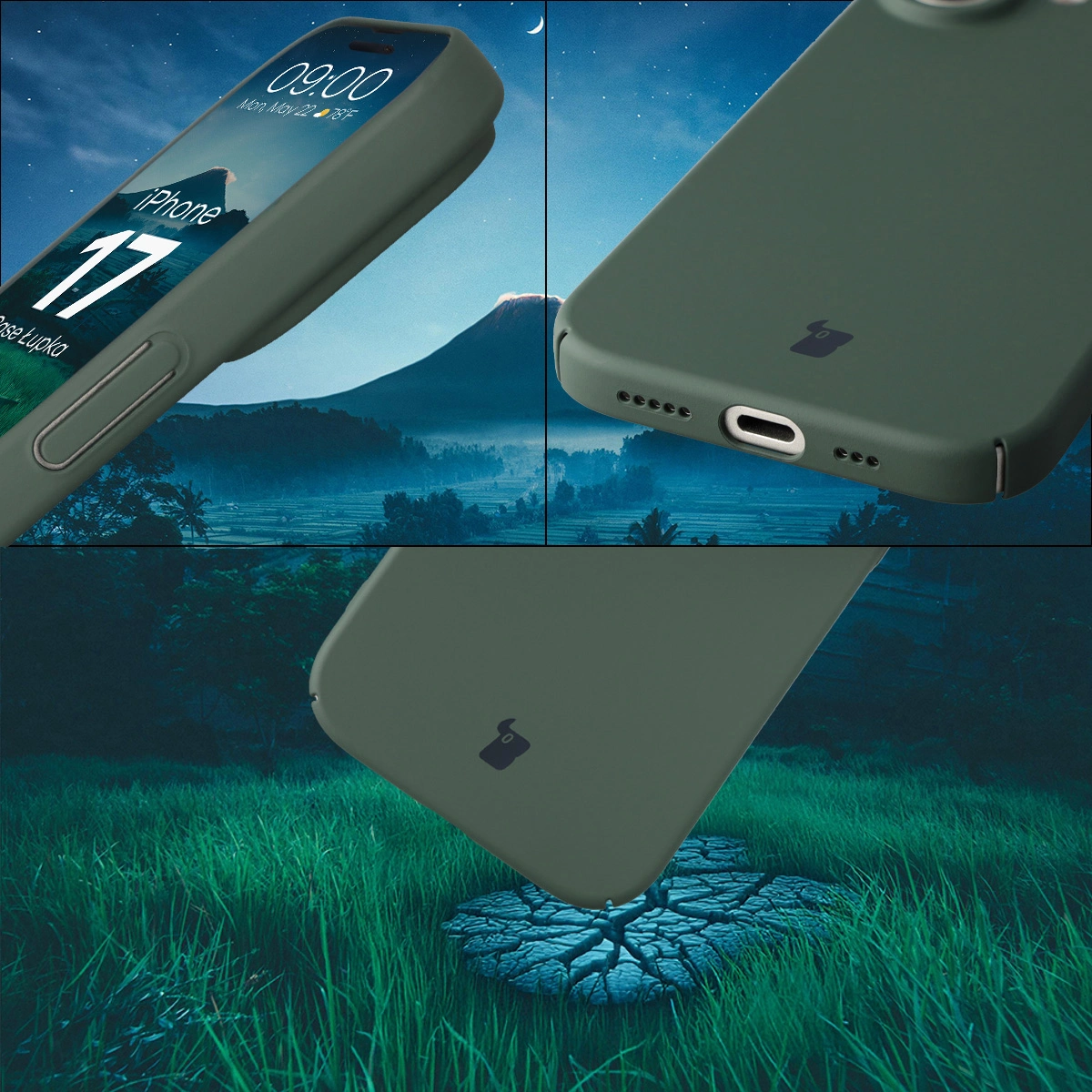 Protecții integrate pentru butoane, decupaje și materialul dur al etui-ului Bizon Case Łupka pentru Apple iPhone 17