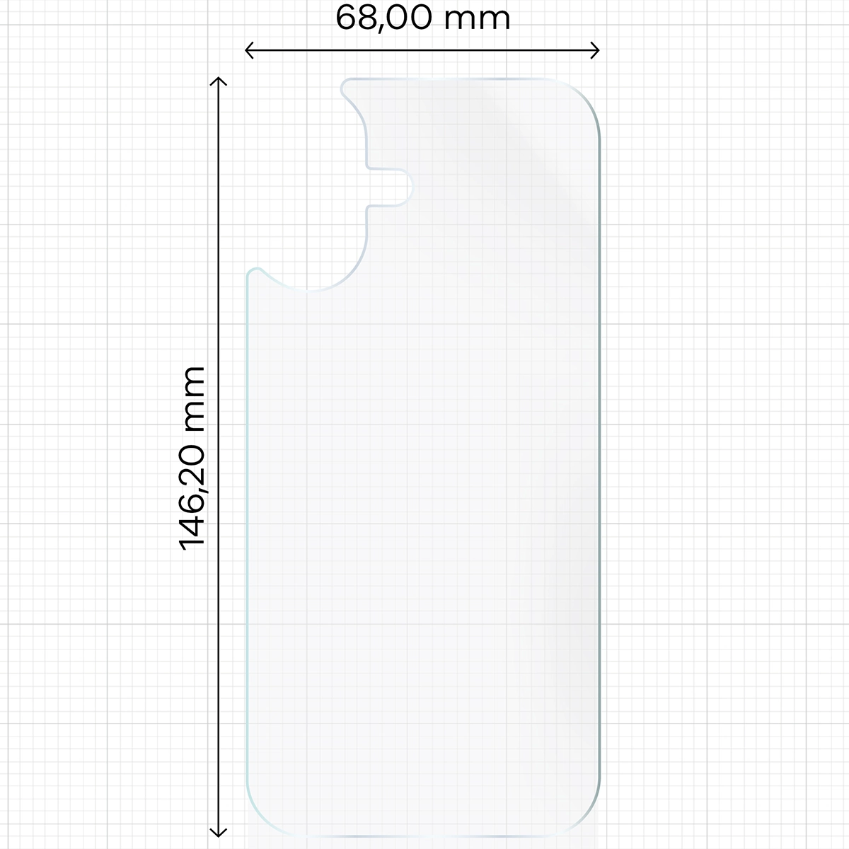 Wymiary dla folii hydrożelowej na tył telefonu Bizon Glass Hydrogel Back do Apple iPhone 17