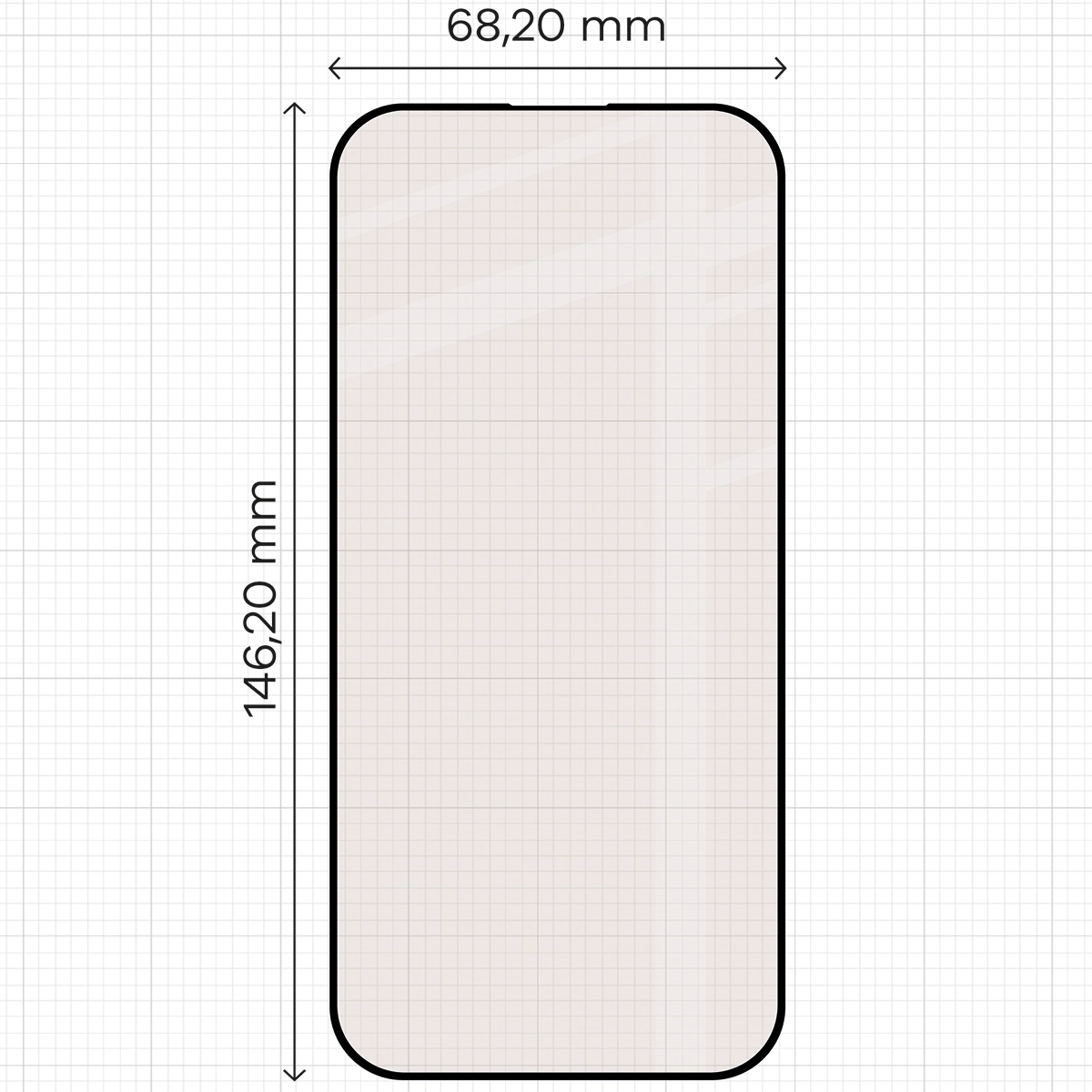 Miarka z wymiarami szkła matowego Bizon Glass Matte do Apple iPhone 16 Pro / Apple iPhone 17