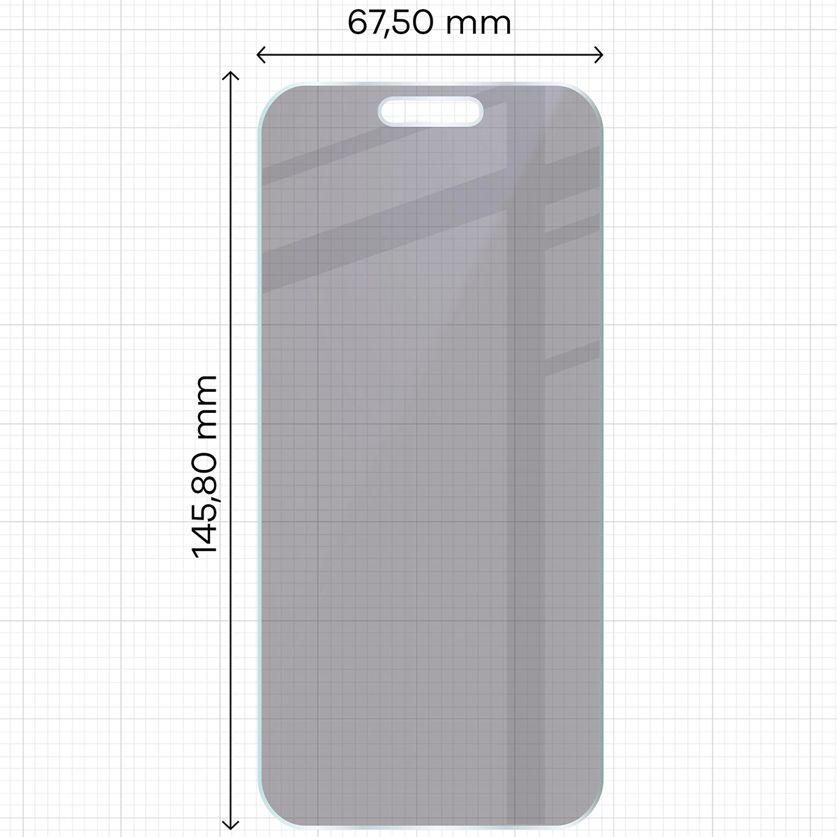 Wymiary szkła Bizon Glass Mule Shadow do Apple iPhone 17