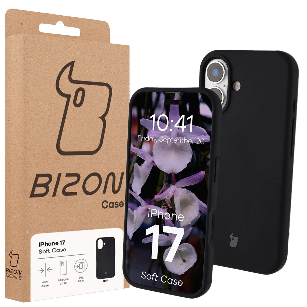 Front of the Bison Case box with a dedicated label for Apple iPhone 17