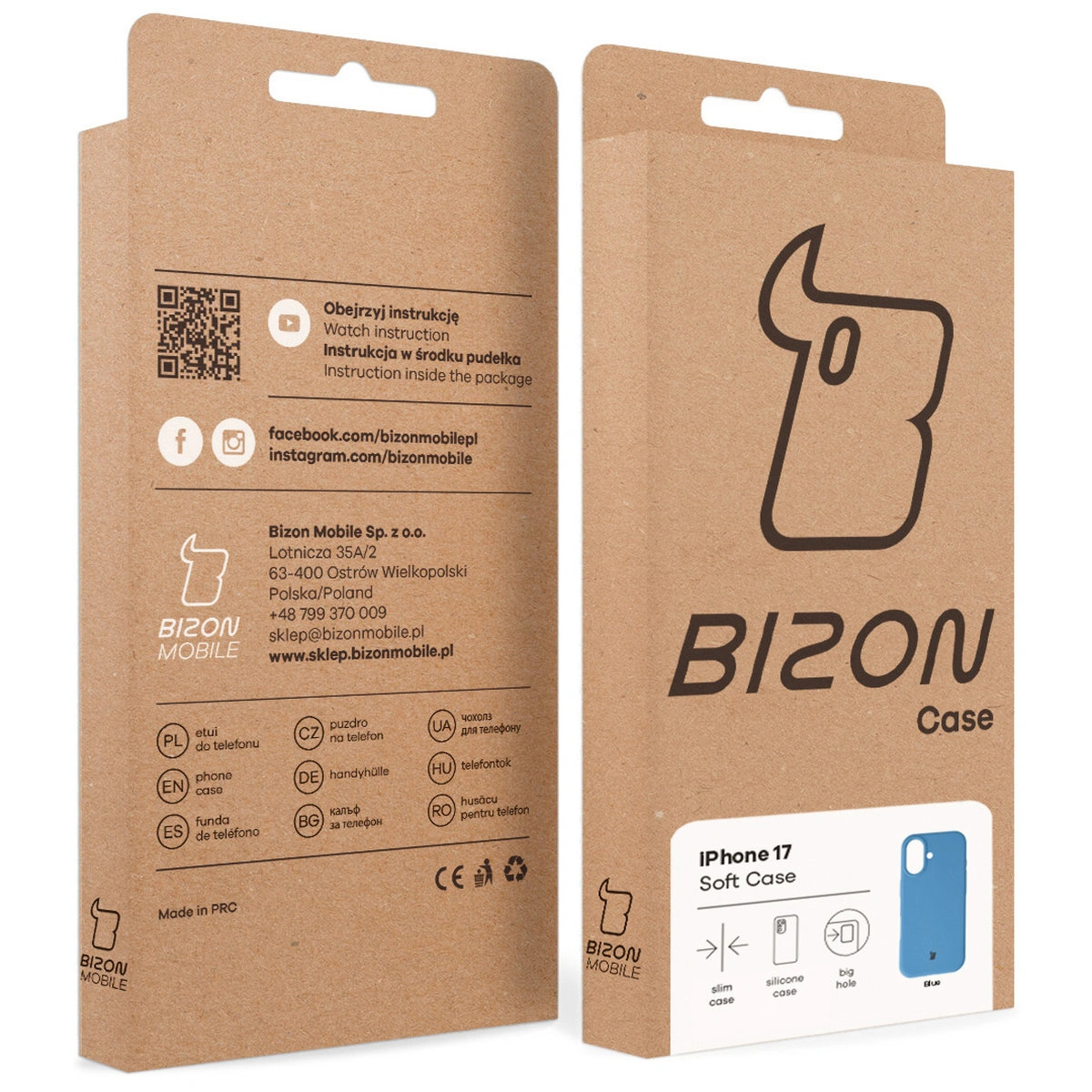 Kraft box of Bison Case with a dedicated label for Apple iPhone 17