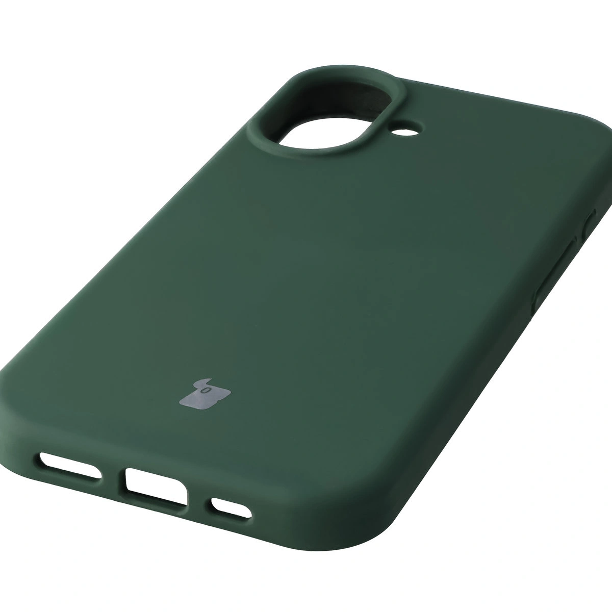 Zbliżenie na precyzyjne wycięcia i możliwość ładowania indukcyjnego w etui Bizon Soft Case do Apple iPhone 17