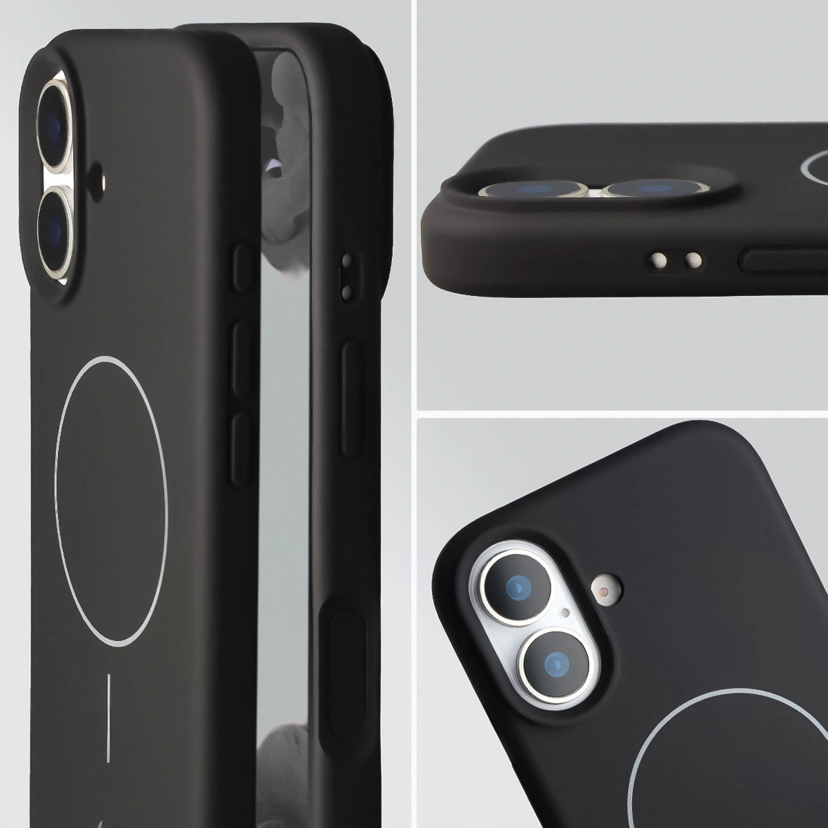 Zbliżenie na wycięcie na obiektywy w etui Bizon Soft Case do Apple iPhone 17