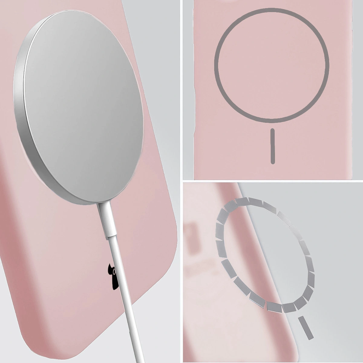 Magnetyczne ładowanie i pierścień MagSafe w etui Bizon Soft Case Magnetic do Apple iPhone 17