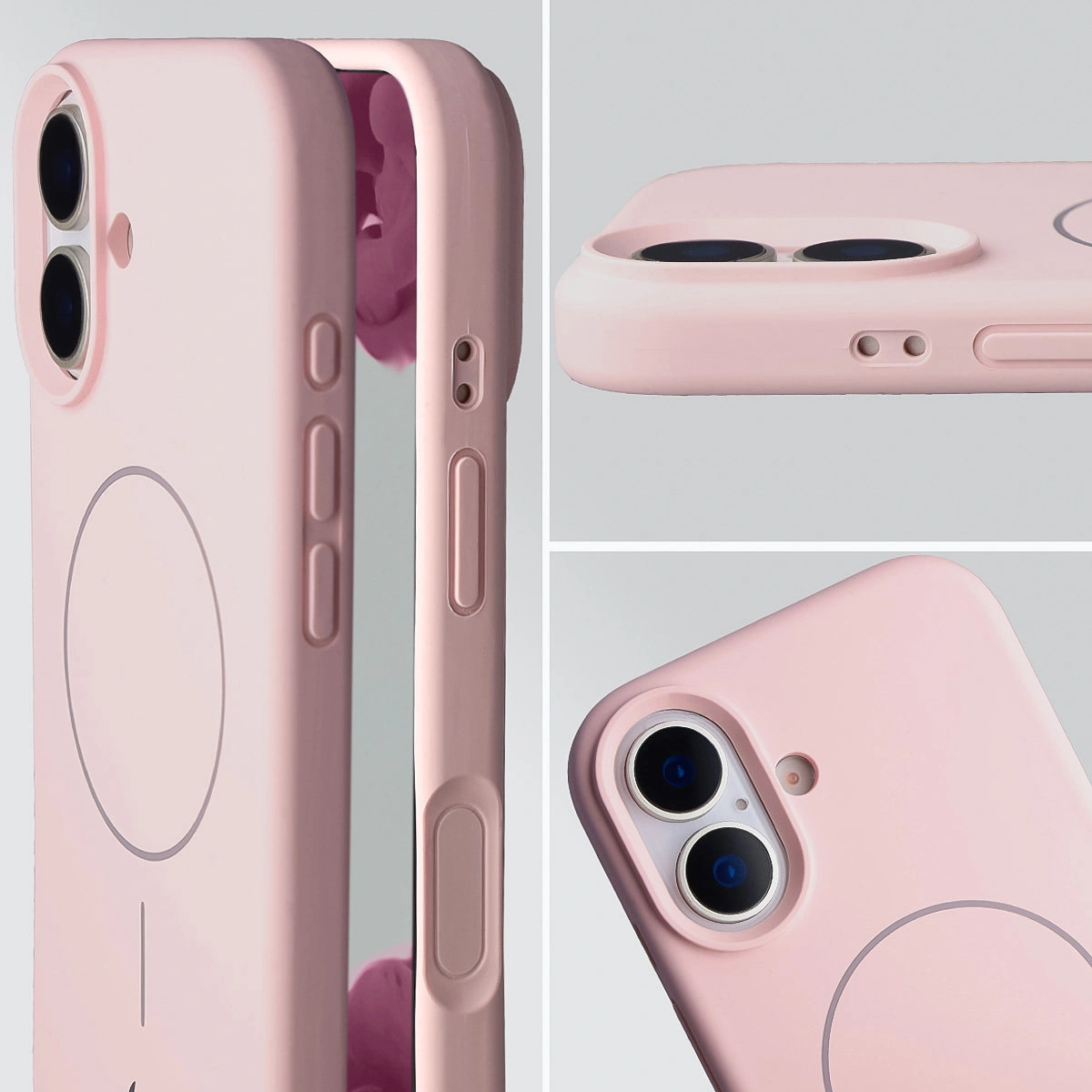 Zbliżenie na wycięcie na obiektywy w etui Bizon Soft Case do Apple iPhone 17