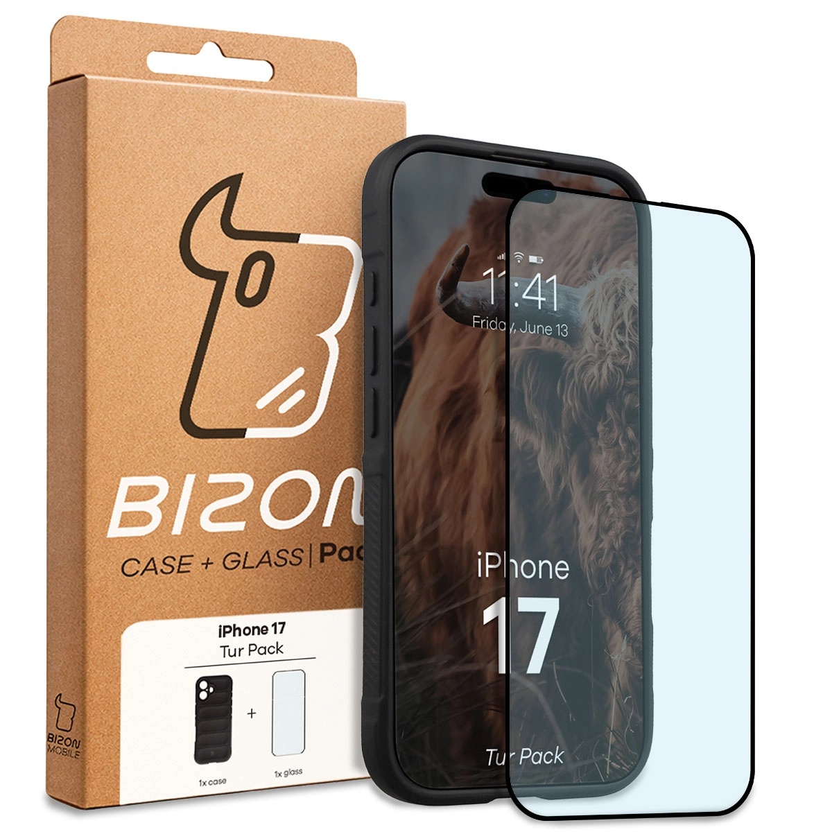 Front of the Bison Tur Pack box with a dedicated label for Apple iPhone 17