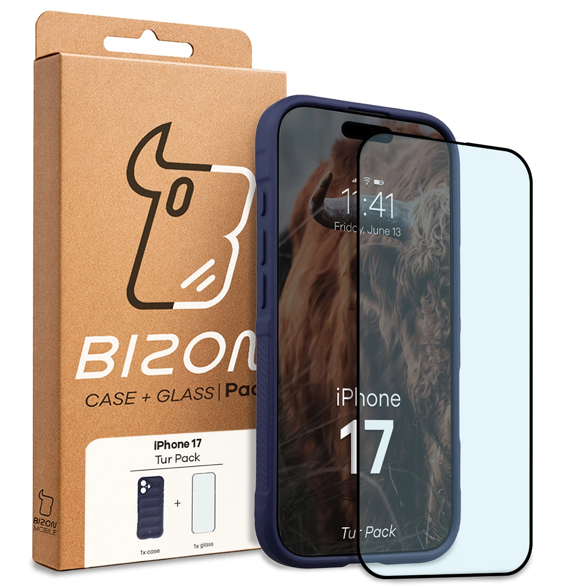 Front of the Bison Tur Pack box with a dedicated label for Apple iPhone 17