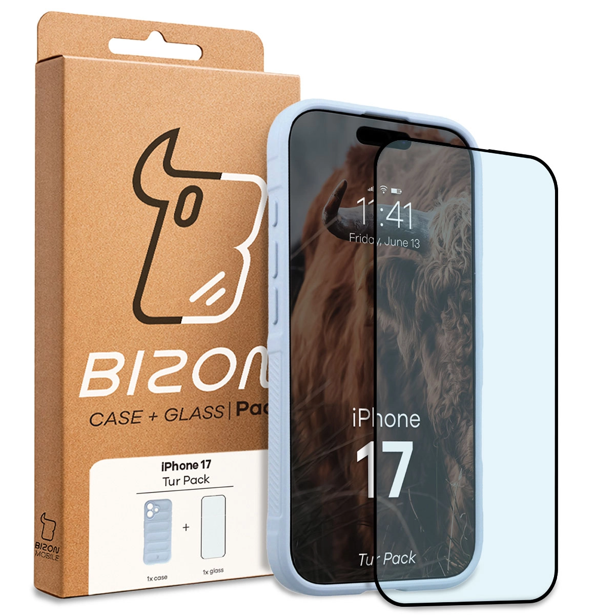 Front of the Bison Tur Pack box with a dedicated label for Apple iPhone 17