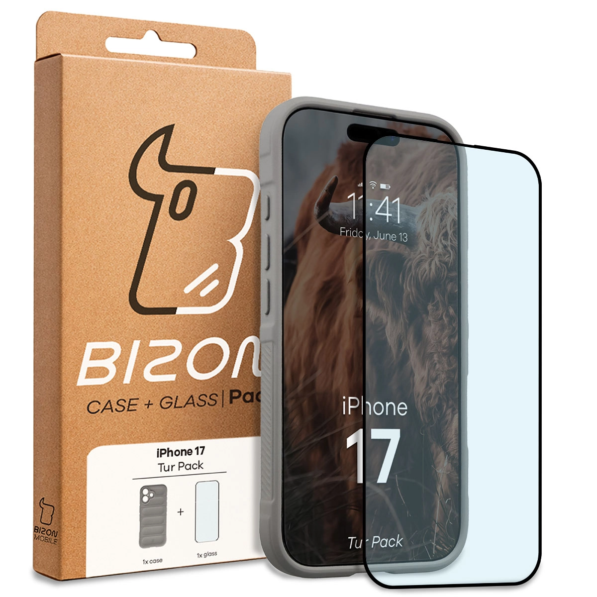 Front of the Bison Tur Pack box with a dedicated label for Apple iPhone 17