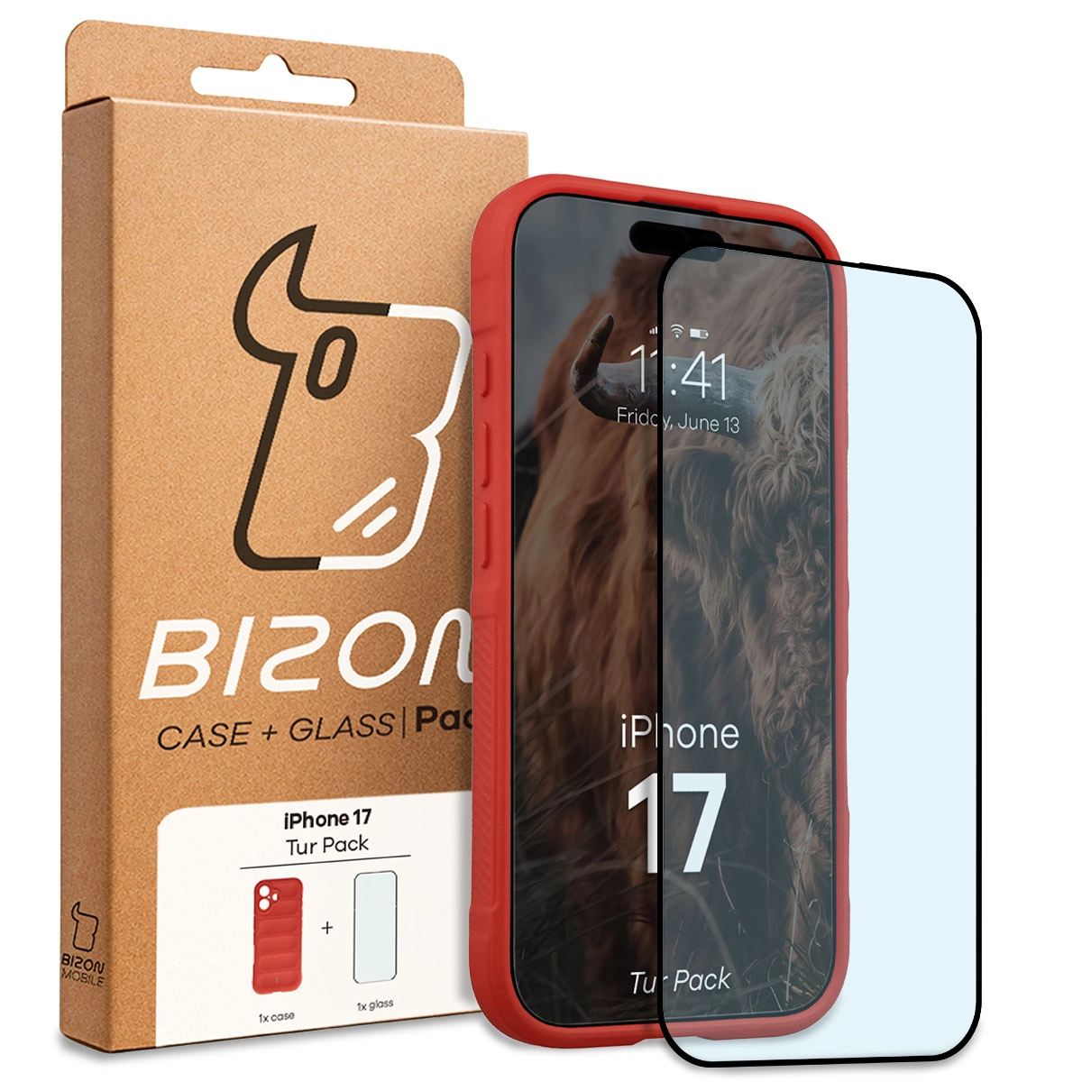 Front of the Bison Tur Pack box with a dedicated label for Apple iPhone 17