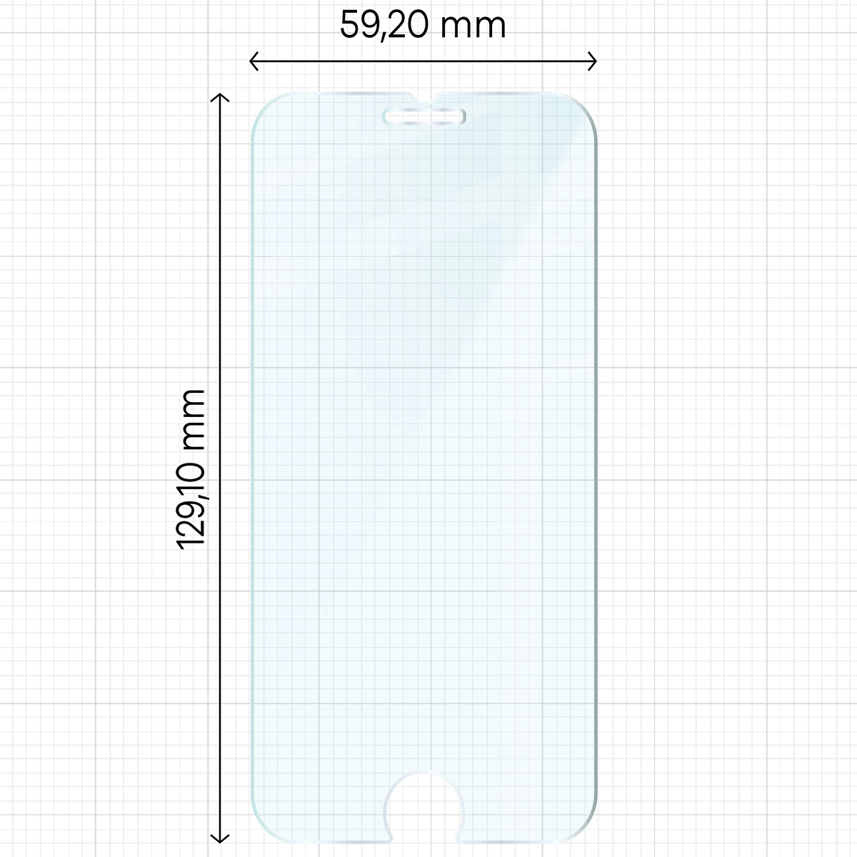 Miarka z wymiarami szkła hartowanego Bizon Glass Clear Duo do Apple iPhone SE 2022 / 2020 / 8 / 7