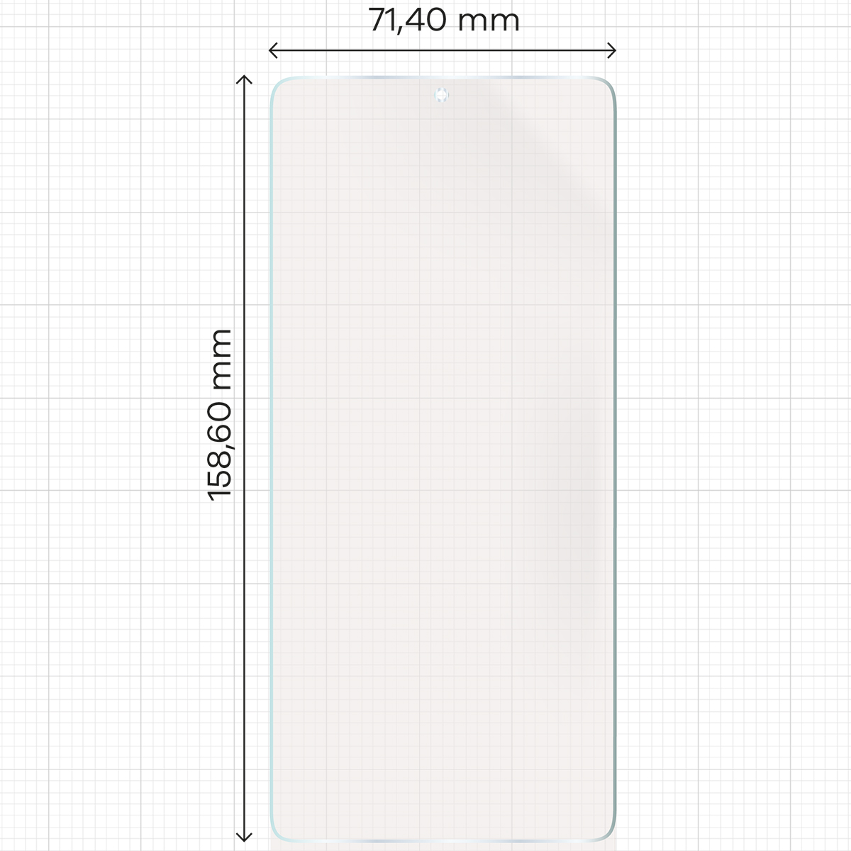 Miarka z wymiarami folii matowej Bizon Glass Hydrogel Sun