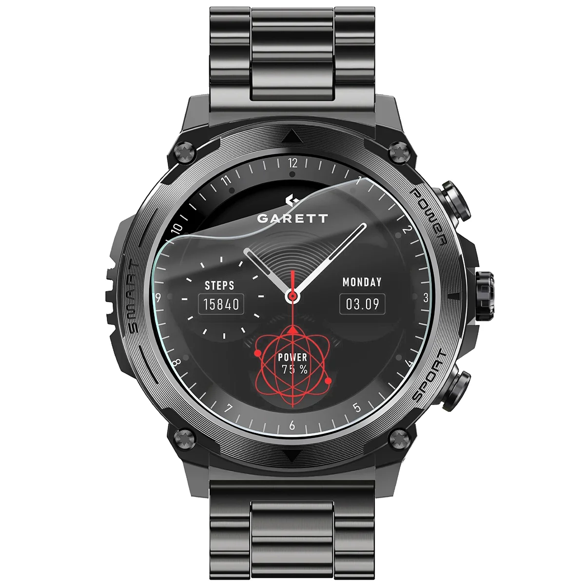 Bizon Watch Film HydroFlex for Garett Atom on the watch