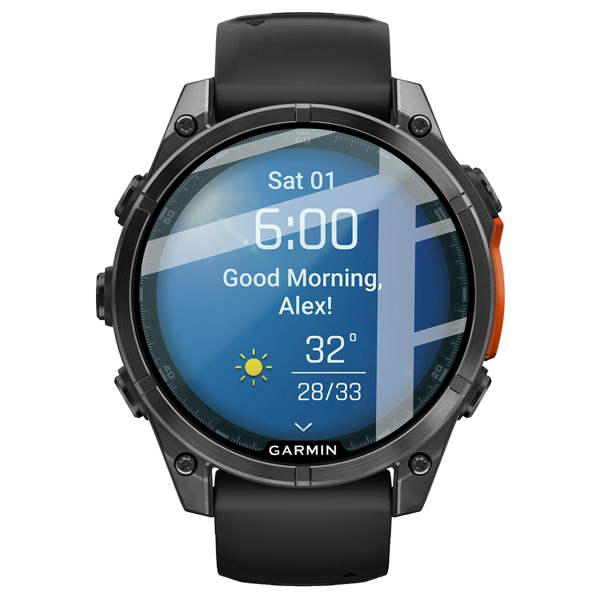Hybridglas mit schwarzem Rahmen, perfekt passend für Garmin Fenix 8 AMOLED 47 mm