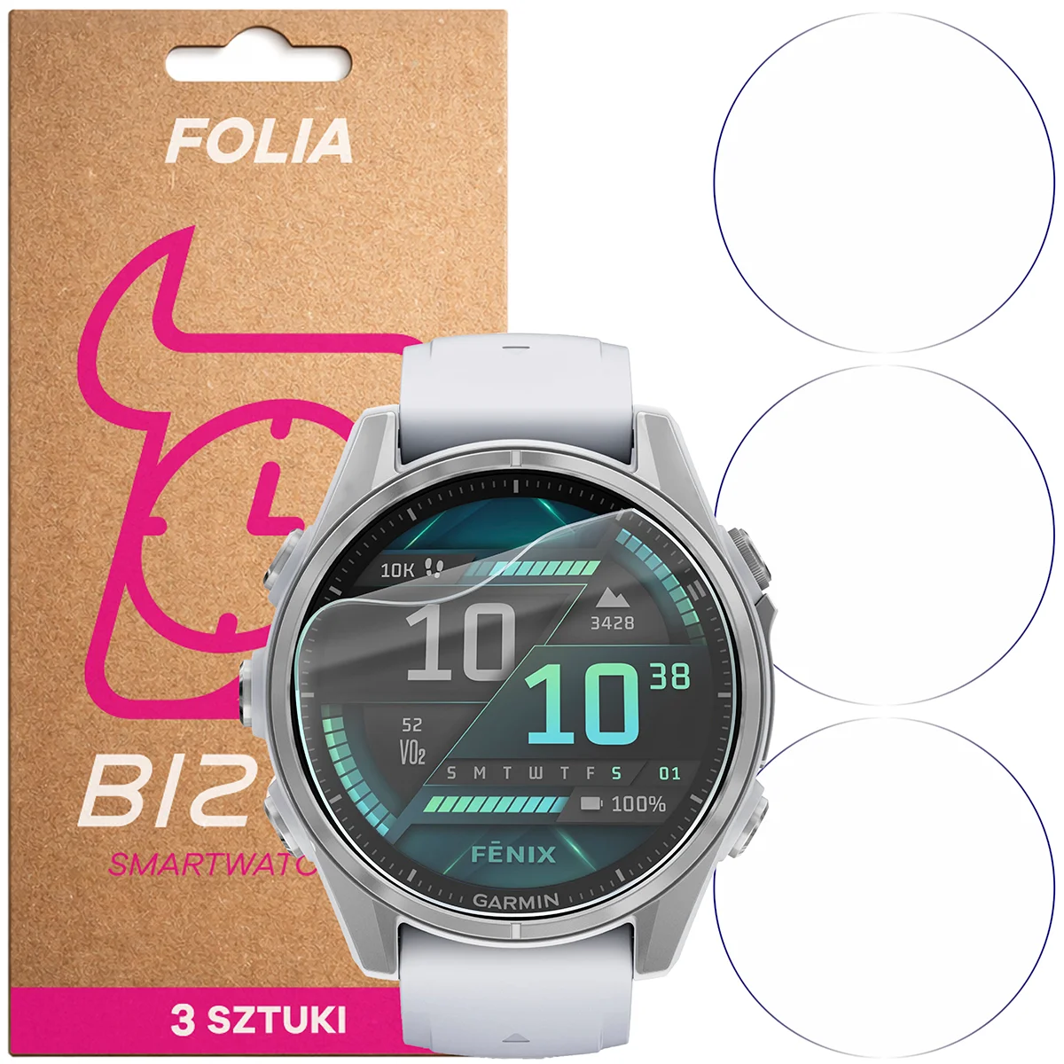 Folia hydrożelowa Bizon Watch Film HydroFlex dla Garmin Fenix 8 AMOLED 43 mm