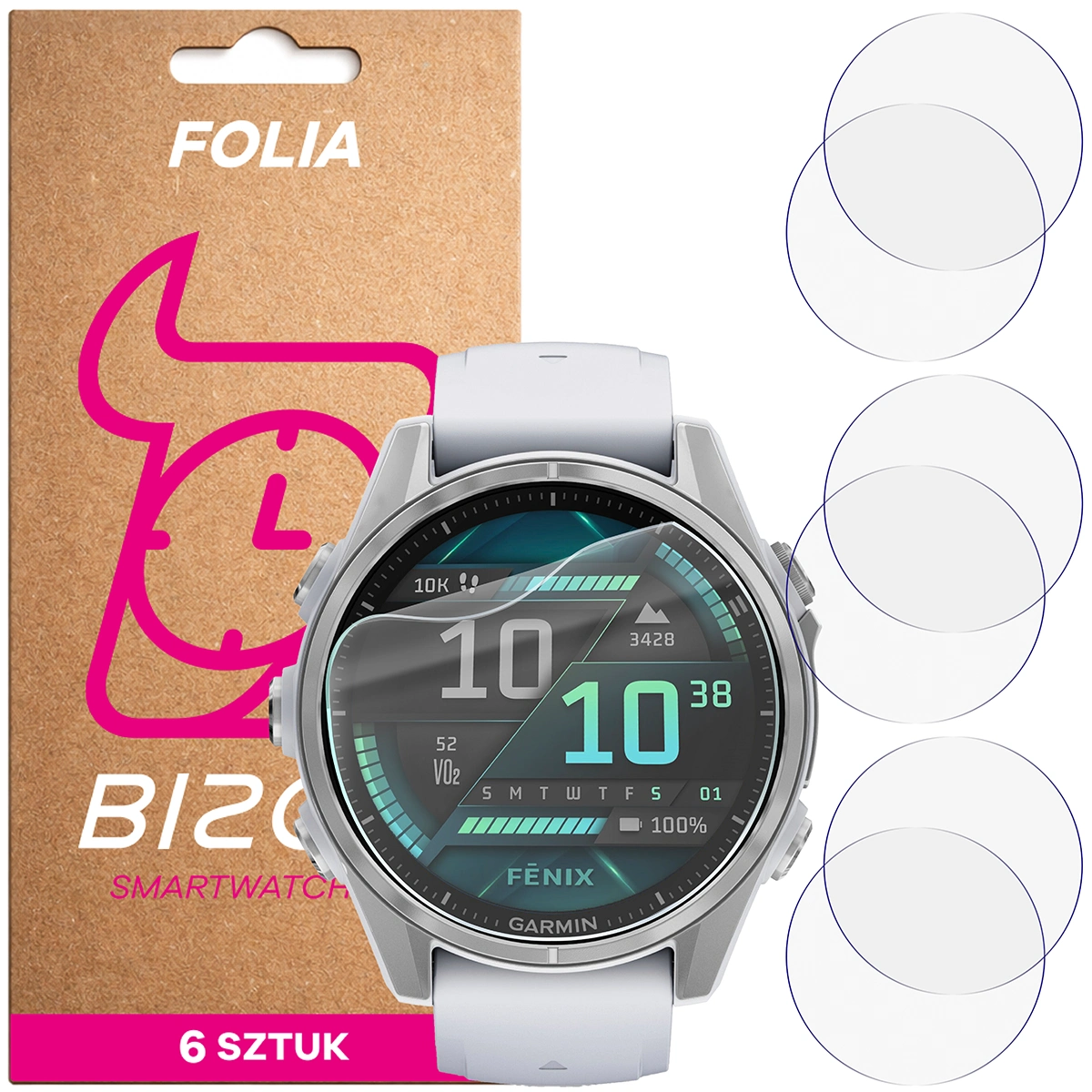 Bizon Watch Film HydroFlex hydrogel film for Garmin Fenix 8 AMOLED 43 mm