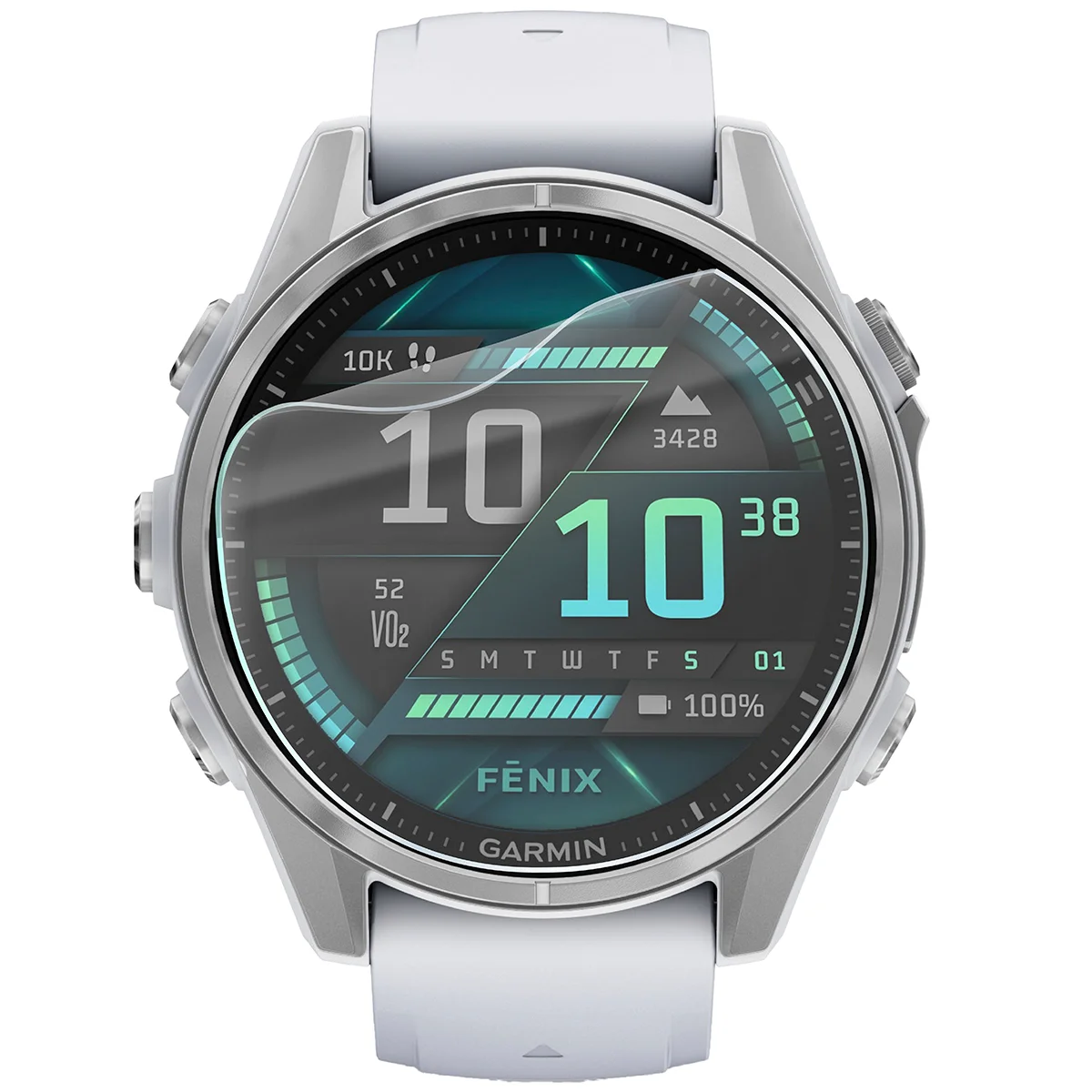 Bizon Watch Film HydroFlex hydrogel film for Garmin Fenix 8 AMOLED 43 mm on the watch