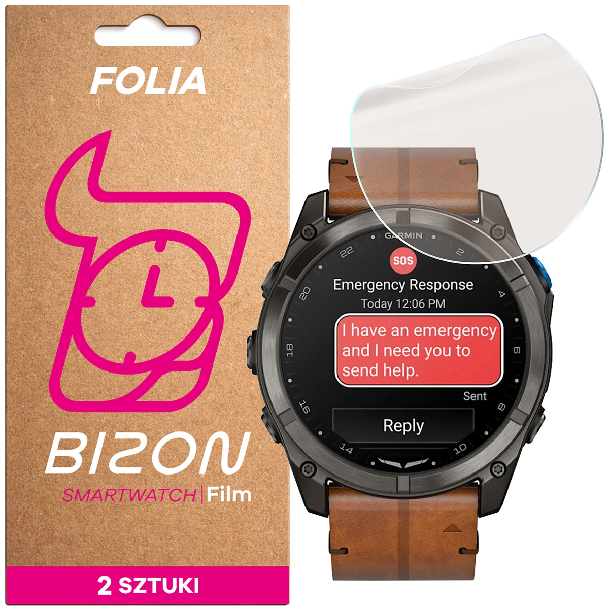 Matte film for the screen Bizon Watch Film Matte Duo for Garmin D2 Mach 2 Pro, 2 pieces