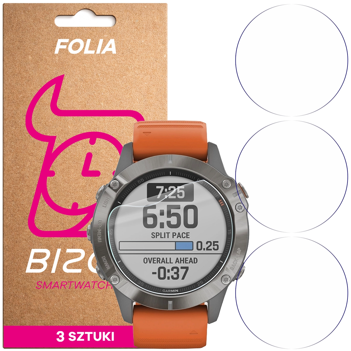 Folia hidrogel Bizon Watch Film HydroFlex pentru Garmin Fenix 6 / 6 Pro 47 mm