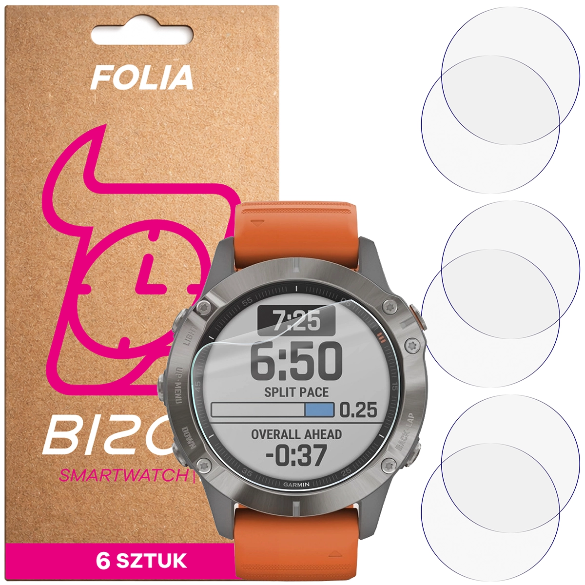 Bison Watch Film HydroFlex hydrogel film for Garmin Fenix 6 / 6 Pro 47 mm