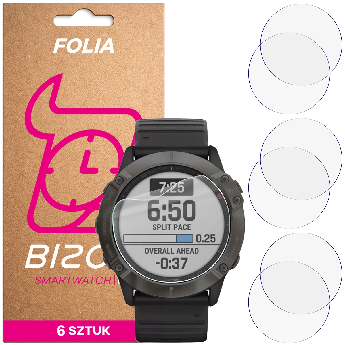 Folia hydrożelowa Bizon Watch Film HydroFlex dla Garmin Fenix 6X / 6X Pro 51 mm