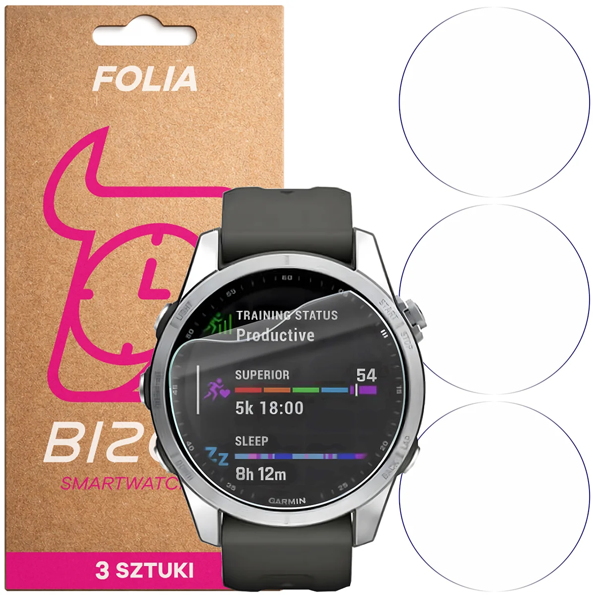 Folia hydrożelowa Bizon Watch Film HydroFlex dla Garmin Fenix 7S