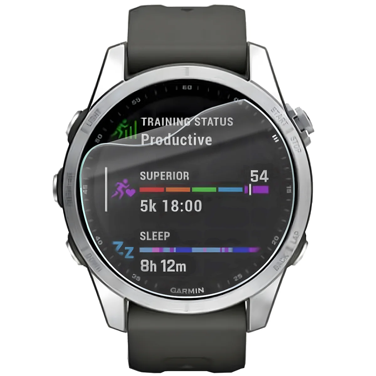 Bison Watch Film HydroFlex hydrogel film for Garmin Fenix 7S on the watch