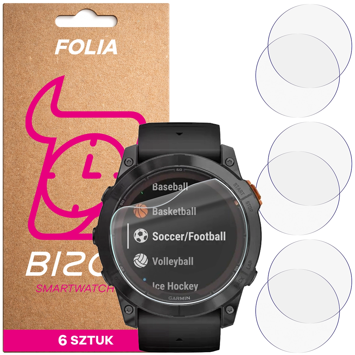 Folia hydrożelowa Bizon Watch Film HydroFlex dla Garmin Fenix 7X Pro Solar 51 mm