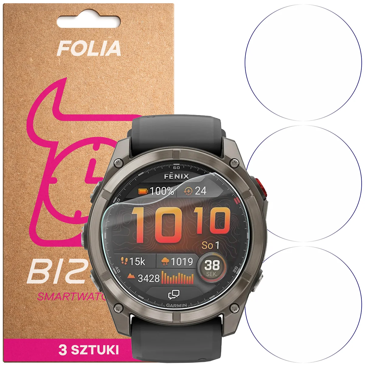 Folia hydrożelowa Bizon Watch Film HydroFlex dla Garmin Fenix 8 Pro AMOLED 51 mm