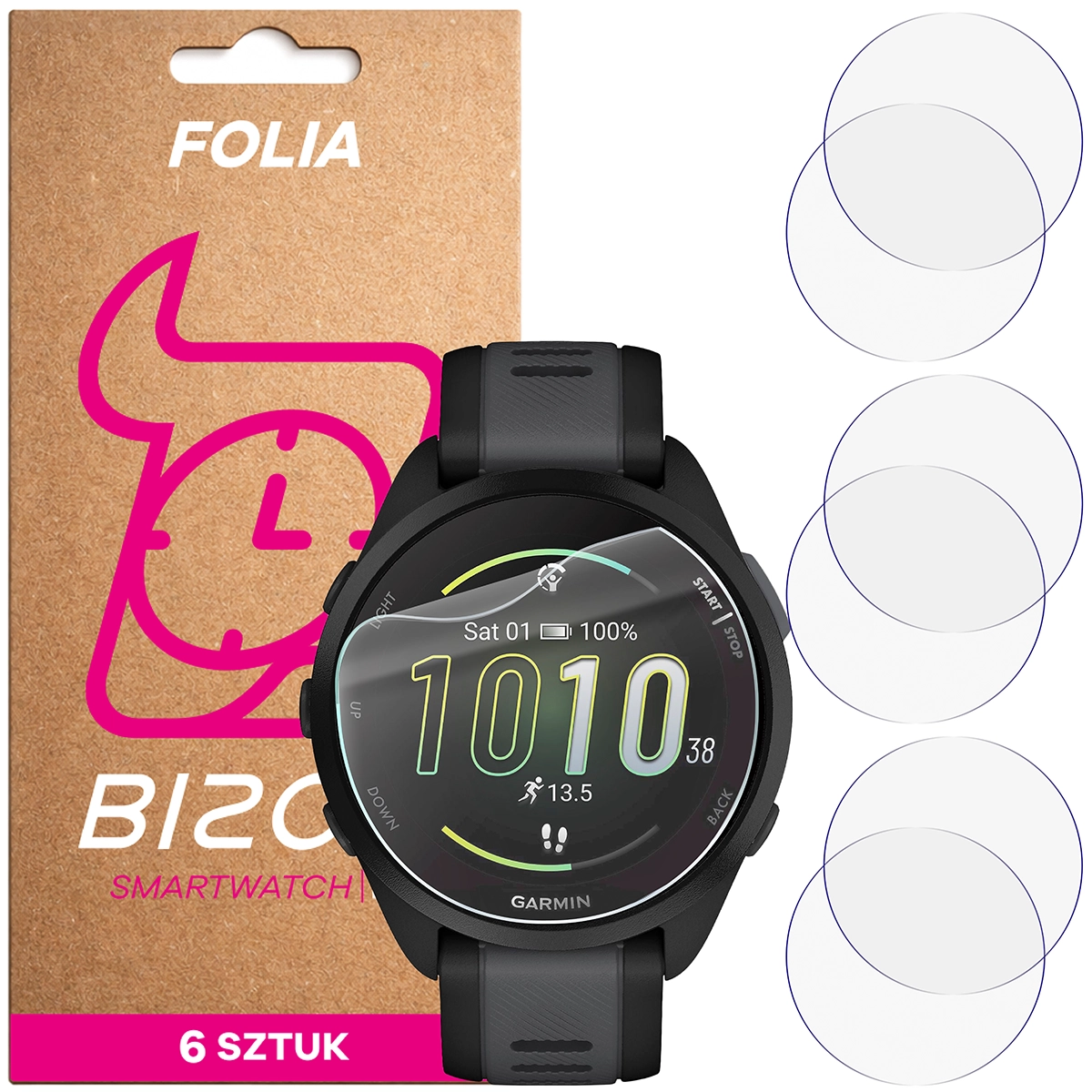 Bizon Watch Film HydroFlex hydrogel film for Garmin Forerunner 165