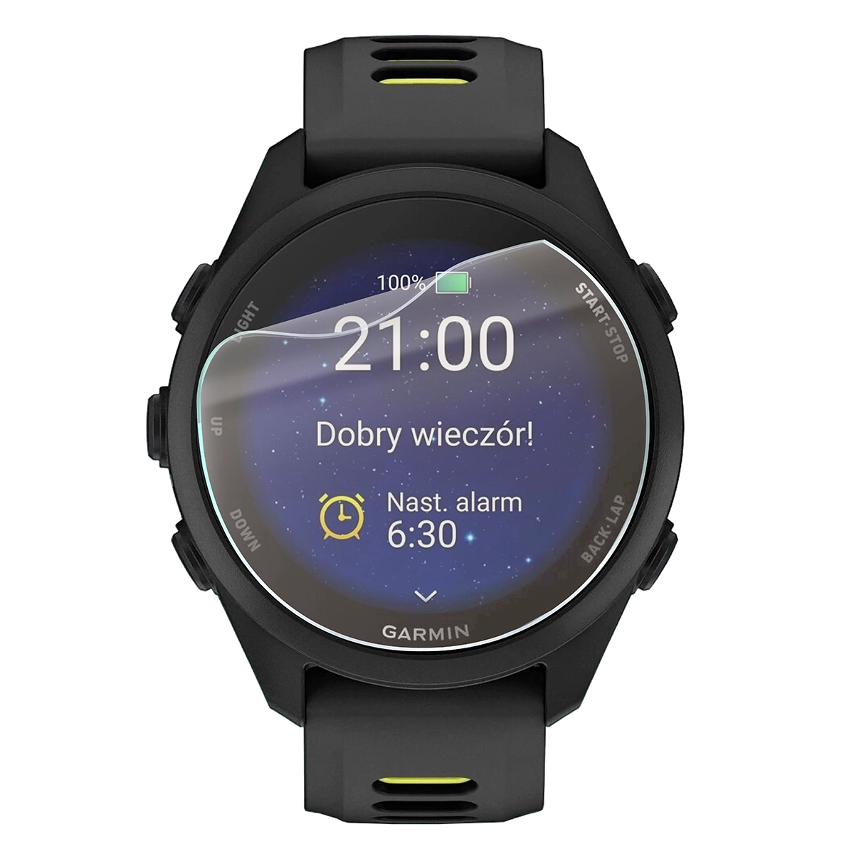 Smartwatch z nałożoną folią ochronną Bizon Watch Film Matte Duo do Garmin Forerunner 170