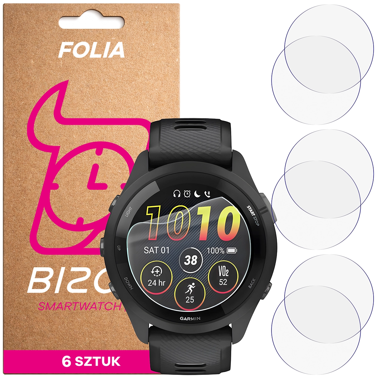 Bizon Watch Film HydroFlex hydrogel film for Garmin Forerunner 265