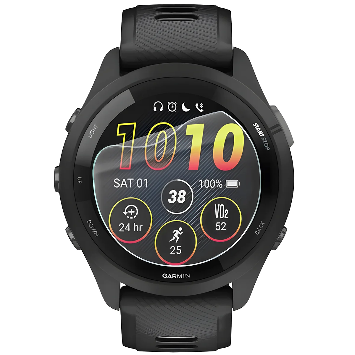 Bizon Watch Film HydroFlex hydrogel film for Garmin Forerunner 265 on the watch