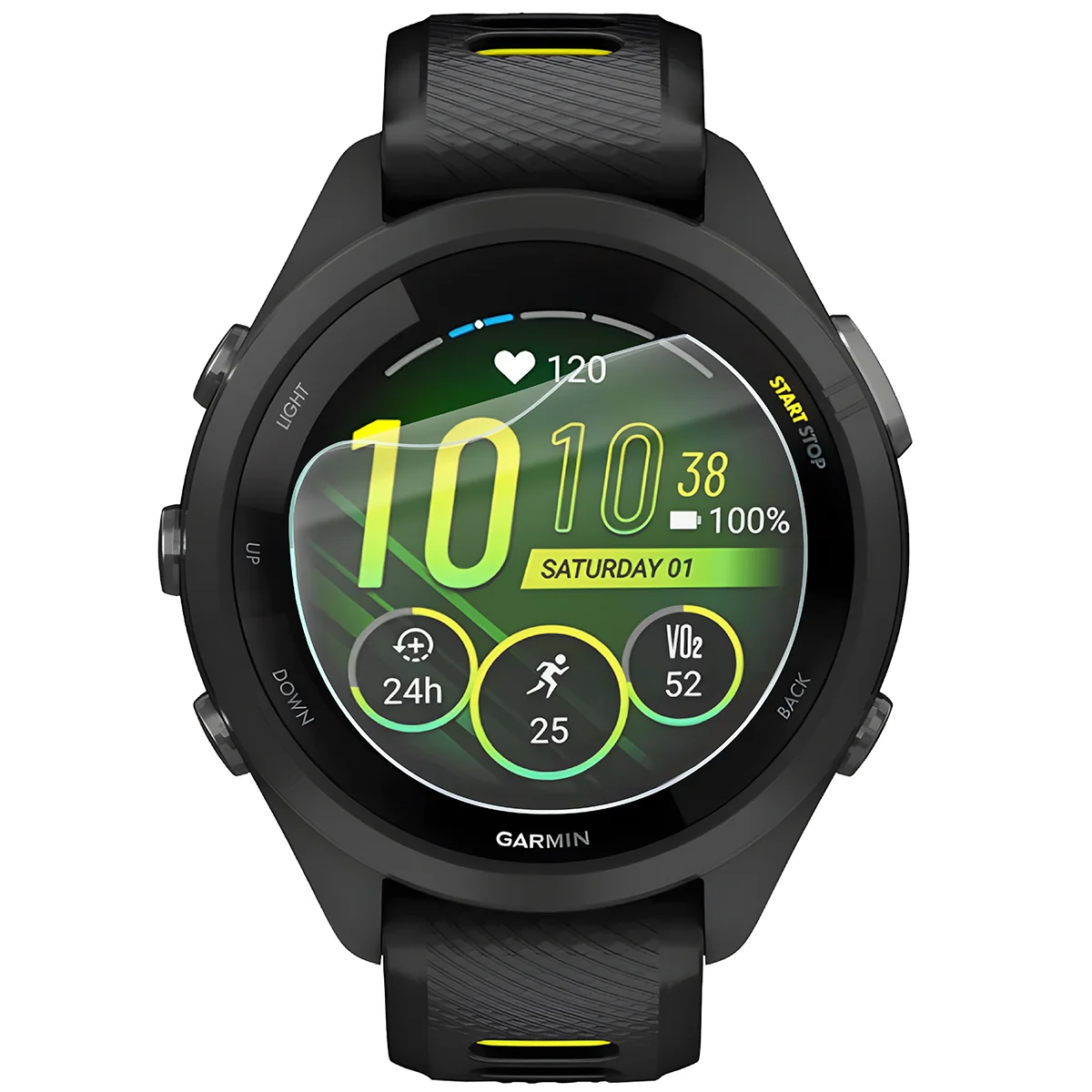 Bison Watch Film HydroFlex for Garmin Forerunner 265S on the watch