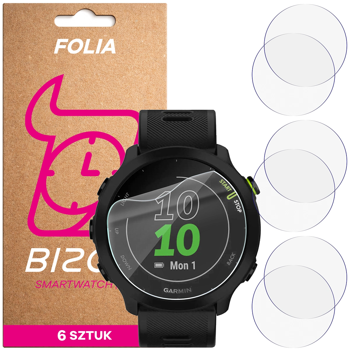 Fólia hidrogel Bizon Watch Film HydroFlex a Garmin Forerunner 55-höz