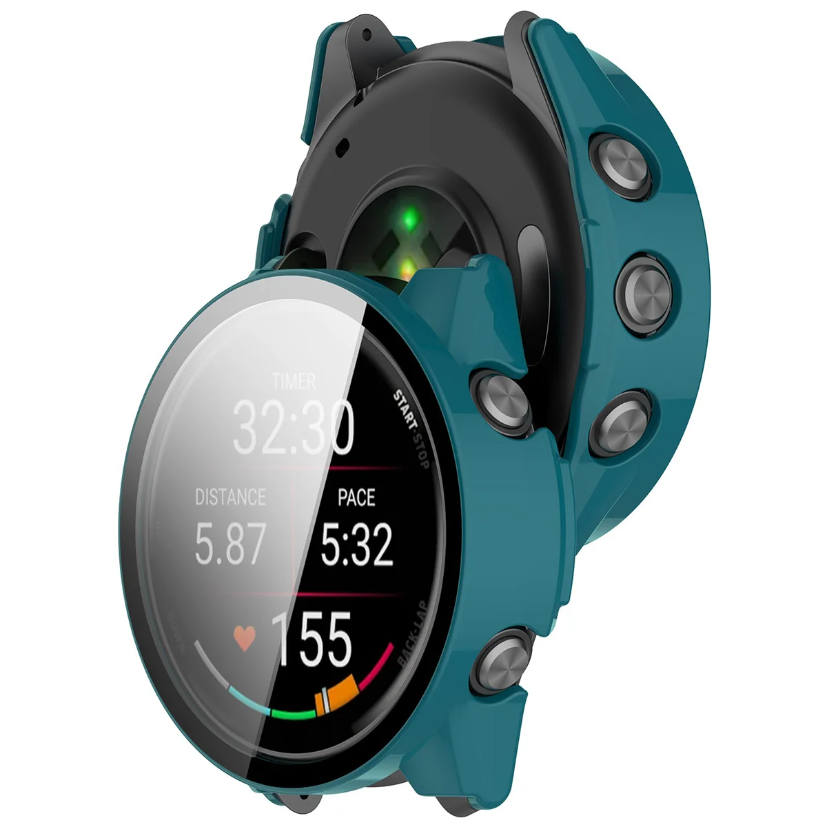 Bizon Case Watch Adamo beépített üveggel a Garmin Forerunner 70 / 170 / 170 Music számára