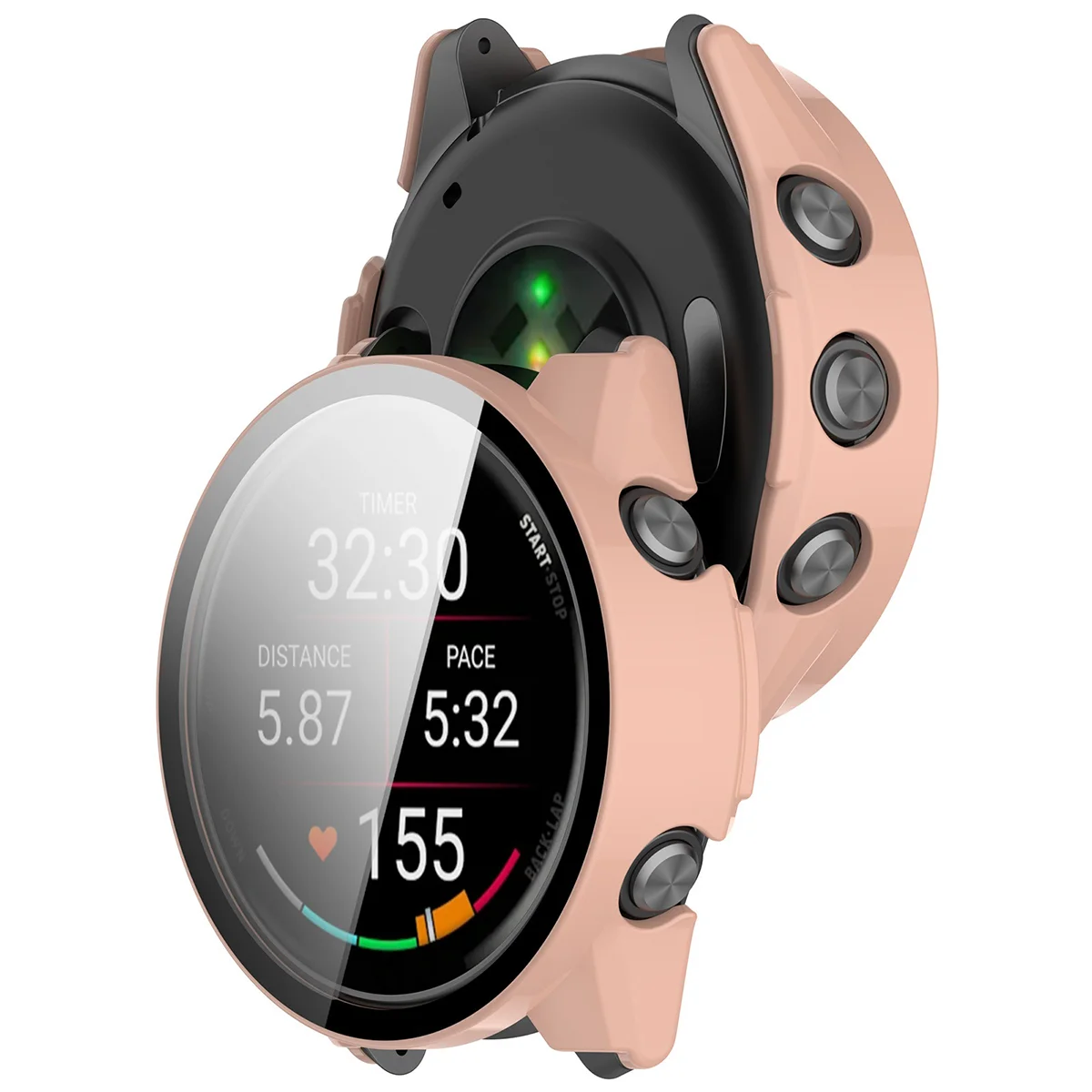 Bizon Case Watch Adamo beépített üveggel a Garmin Forerunner 70 / 170 / 170 Music számára