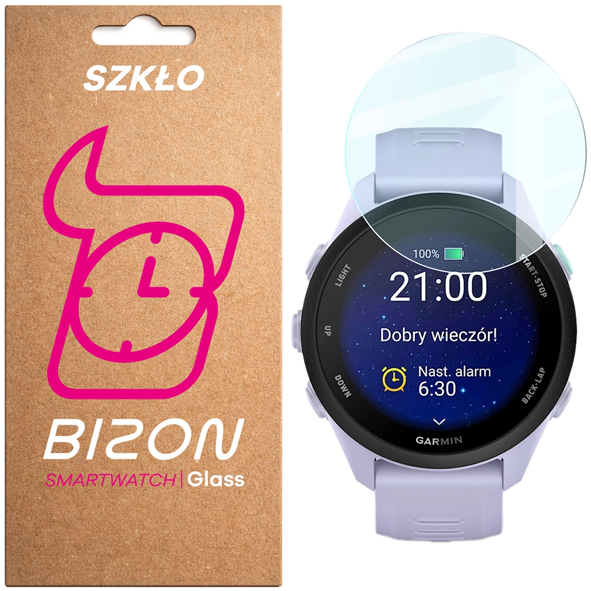 Tempered glass for the screen Bizon Watch Glass Clear for Garmin Forerunner 70 / 170 / 170 Music