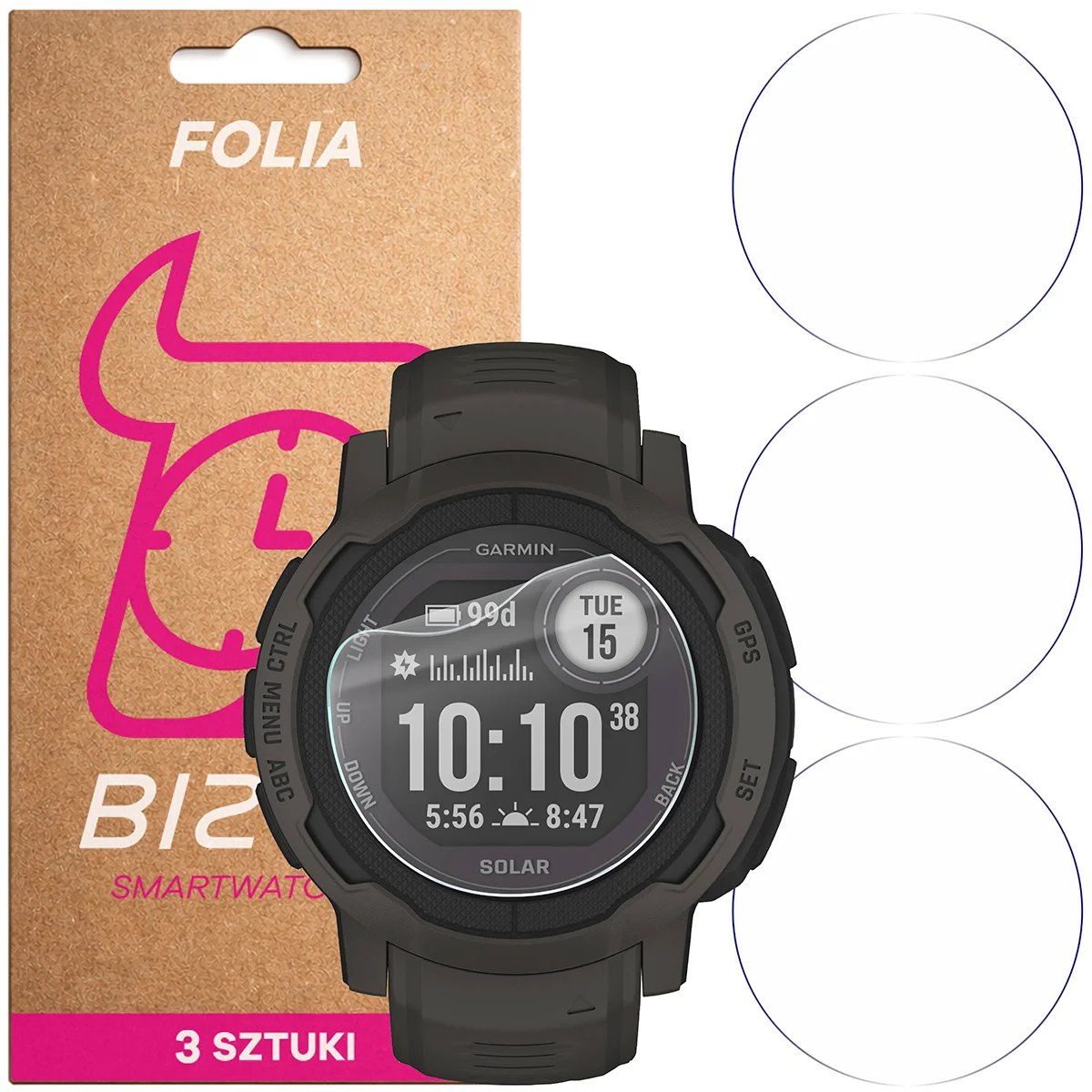 Folia hydrożelowa Bizon Watch Film HydroFlex dla Garmin Instinct 2 Solar