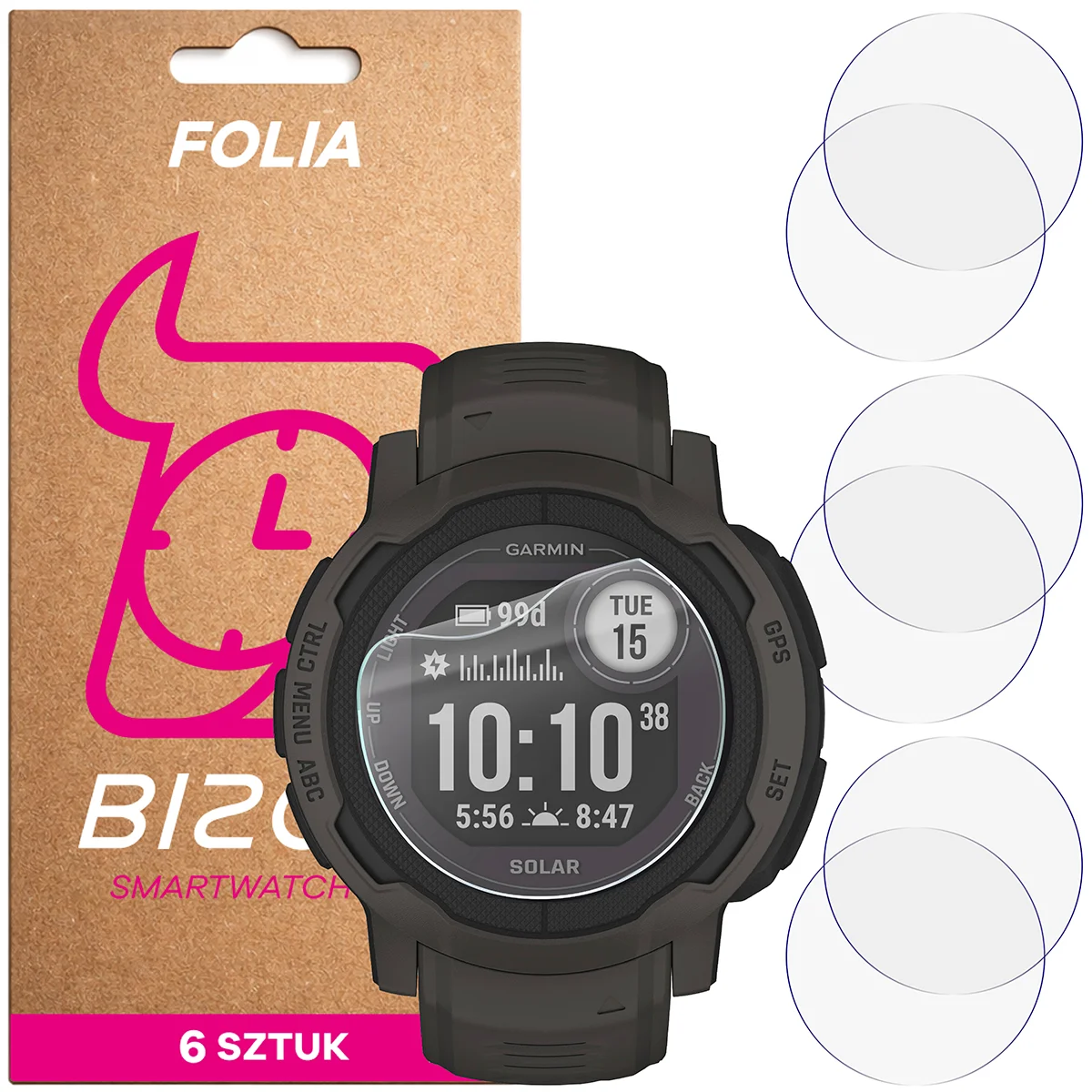Folia hydrożelowa Bizon Watch Film HydroFlex dla Garmin Instinct 2 Solar