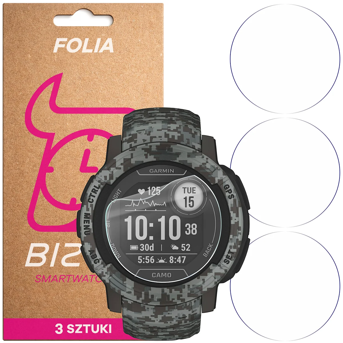 Folia hydrożelowa Bizon Watch Film HydroFlex dla Garmin Instinct 2X Solar