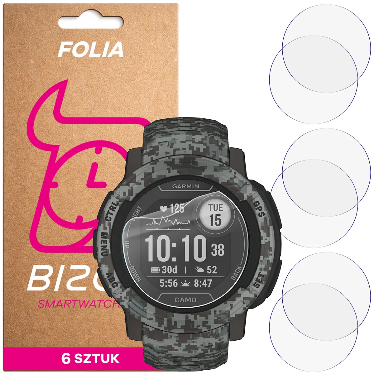 Bizon Watch Film HydroFlex for Garmin Instinct 2X Solar