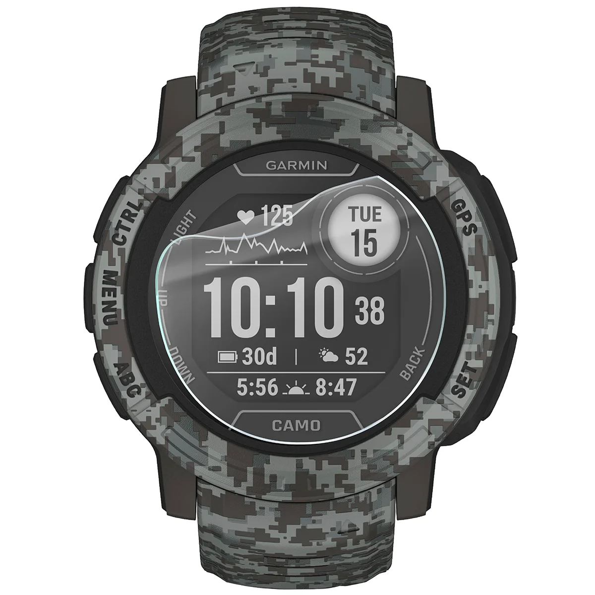 Bizon Watch Film HydroFlex for Garmin Instinct 2X Solar on the watch