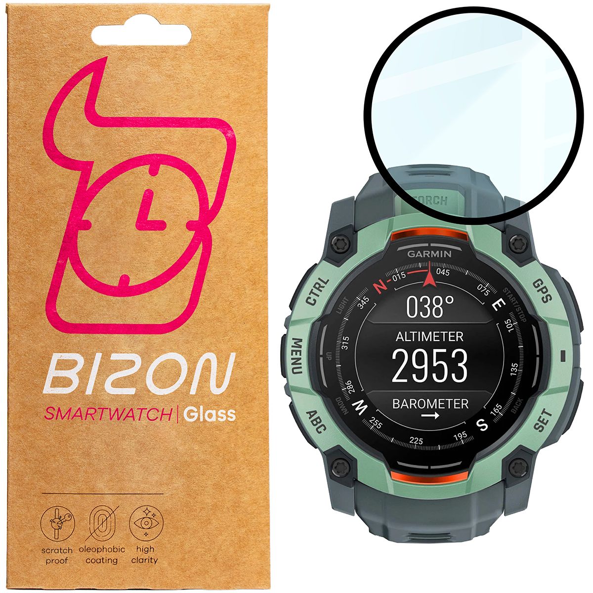 Szkło hybrydowe na smartwatch Bizon Glass Watch Edge dla Garmin Instinct 3 45 mm