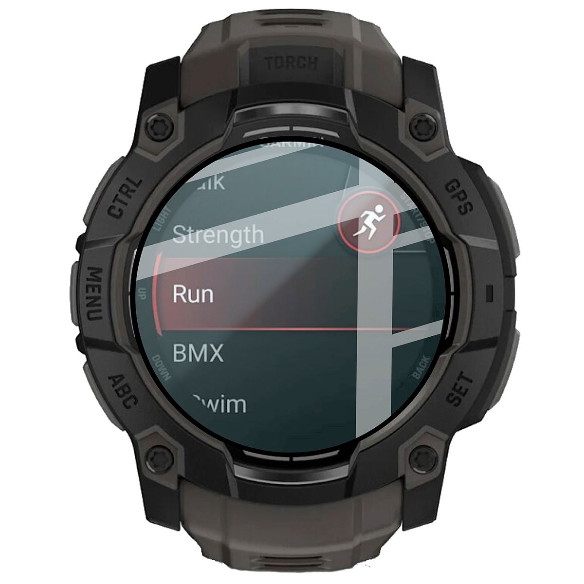 Szkło hybrydowe z czarną ramką idealnie dopasowane do Garmin Instinct 3 50 mm