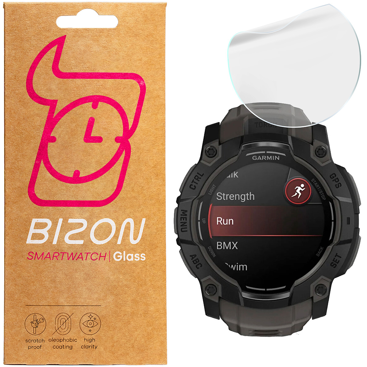 Hydrogel-Folie Bizon Glass Watch Hydrogel für Garmin Instinct 3 50 mm!