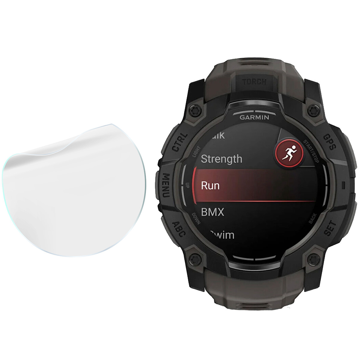 Bizon Glass Watch Hydrogel im Vergleich mit Garmin Instinct 3 50 mm!
